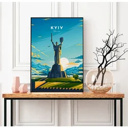 Vintage Ukraine City Travel Painting Kyiv Wall Art Decor Canvas Print Poster Picture for Living Room Stylish Home Decoration