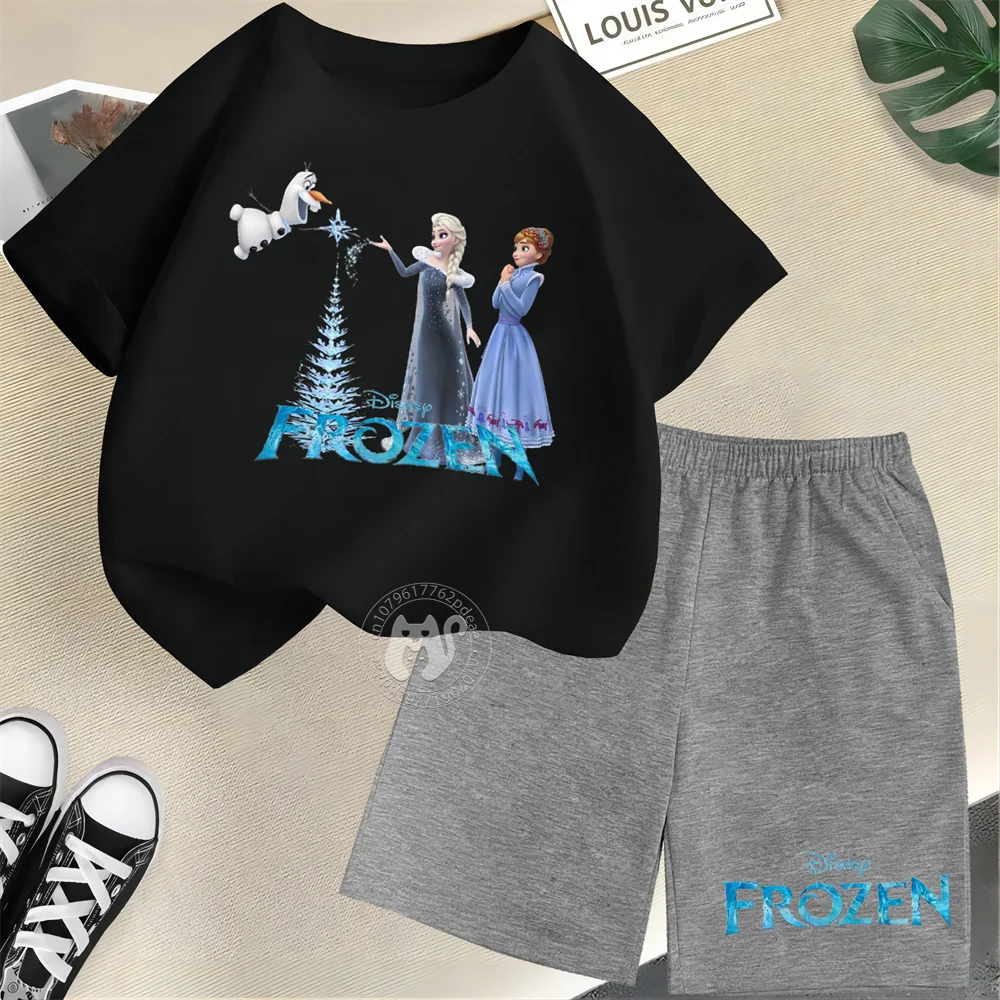 

Disney Summer Wear Kids 100% Cotton T-shirt Magic Barbie Print Short Sleeve + Shorts Cotton Comfort Set for Boys and girls