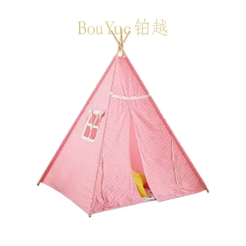 Kids Wooden Playhouse Indian Style Tent Kindergarten Game House Interior Decor Baby Studio Photography Props Solid Wood Toy