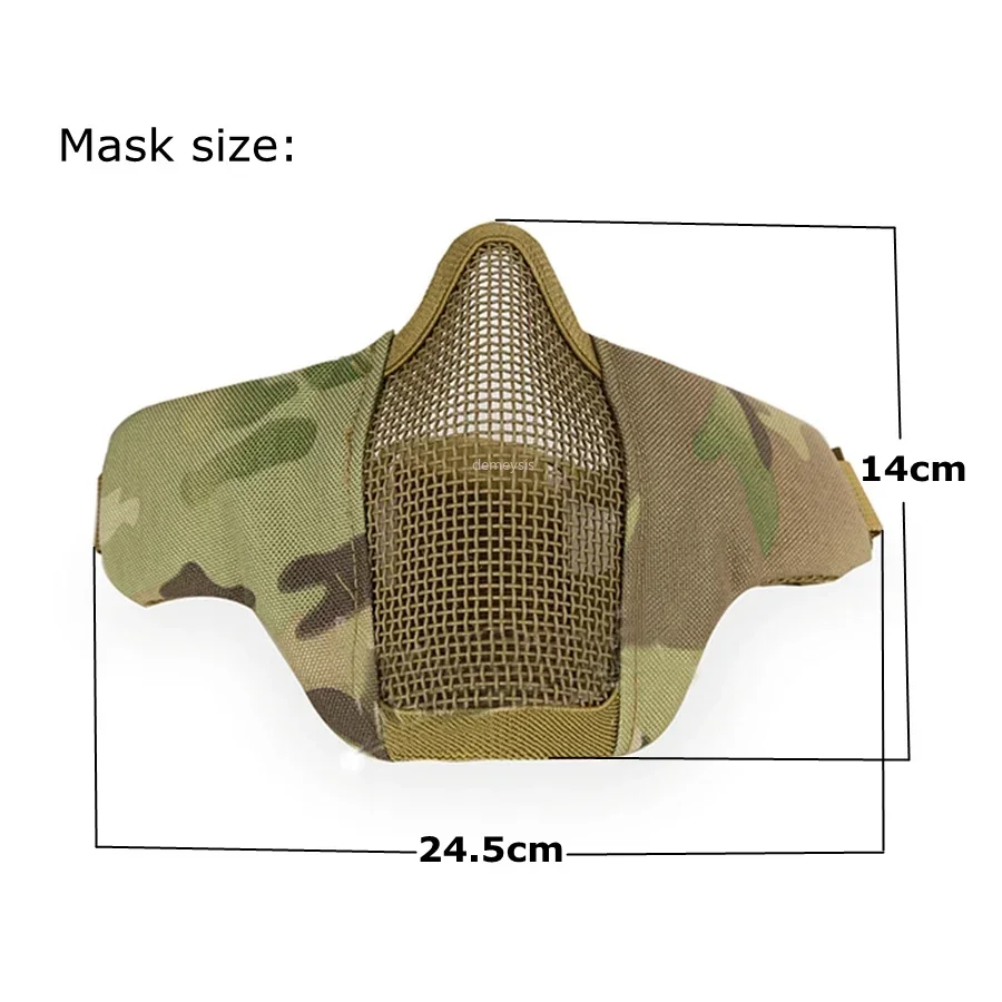 Airsoft Face Mask Breathable Low-carbon Steel Mesh Protective Shooting Paintball Mask CS Wargame Tactical Half Face Mask