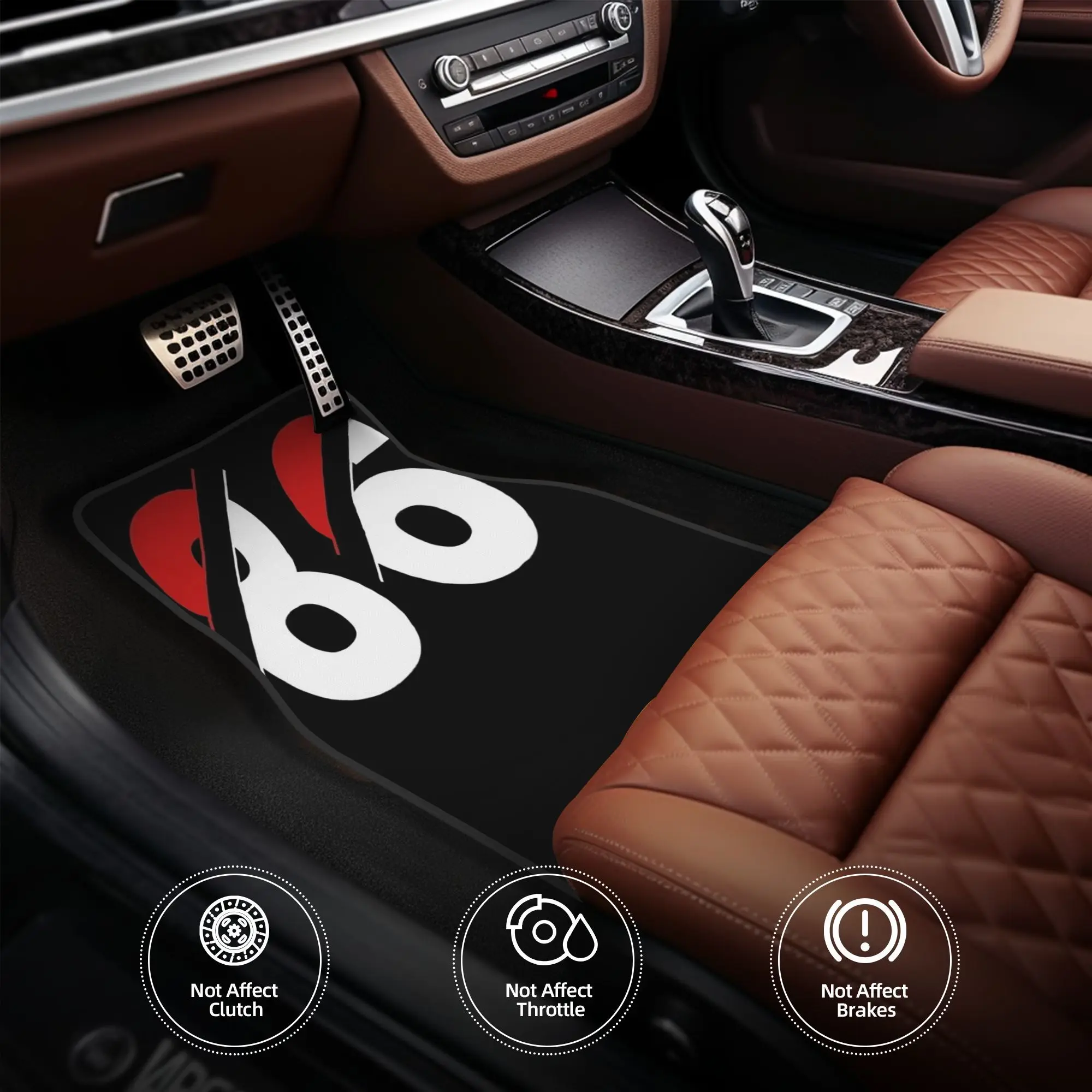 4pcs Anime Manga Car Floor Mats - Durable Polyester Fiber, Fit For Cars, Playful Design With Red & Characters, Ideal Gift For Ha