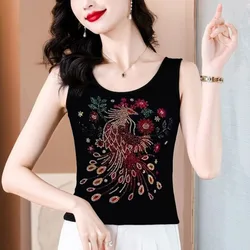 Summer Rhinestones Beauty Back Women's New Trendy Inner Wear Outfit Sling Suspender Slim Fit Ice Silk Versatile Tank Top