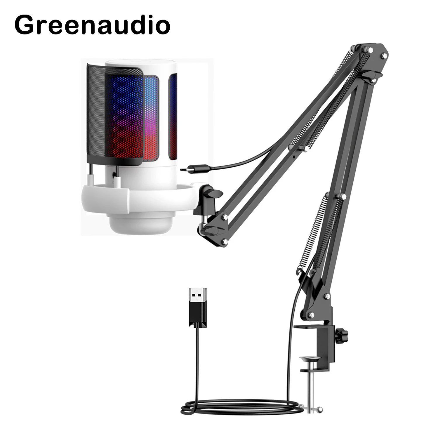 GAM-ME6S gaming microphone USB computer recording microphone with anti spray mesh RGB lighting set bracket