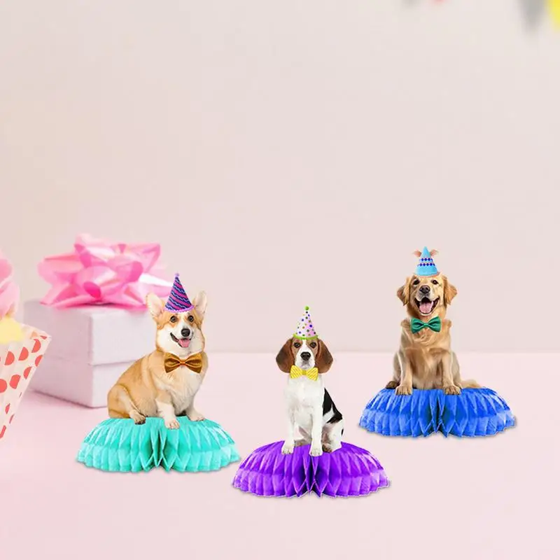 3Pcs Pet Dog And Cat Honey Comb Centerpieces Reusable Paper Table Toppers Decoration For Pet Theme Party Decoration Supplies