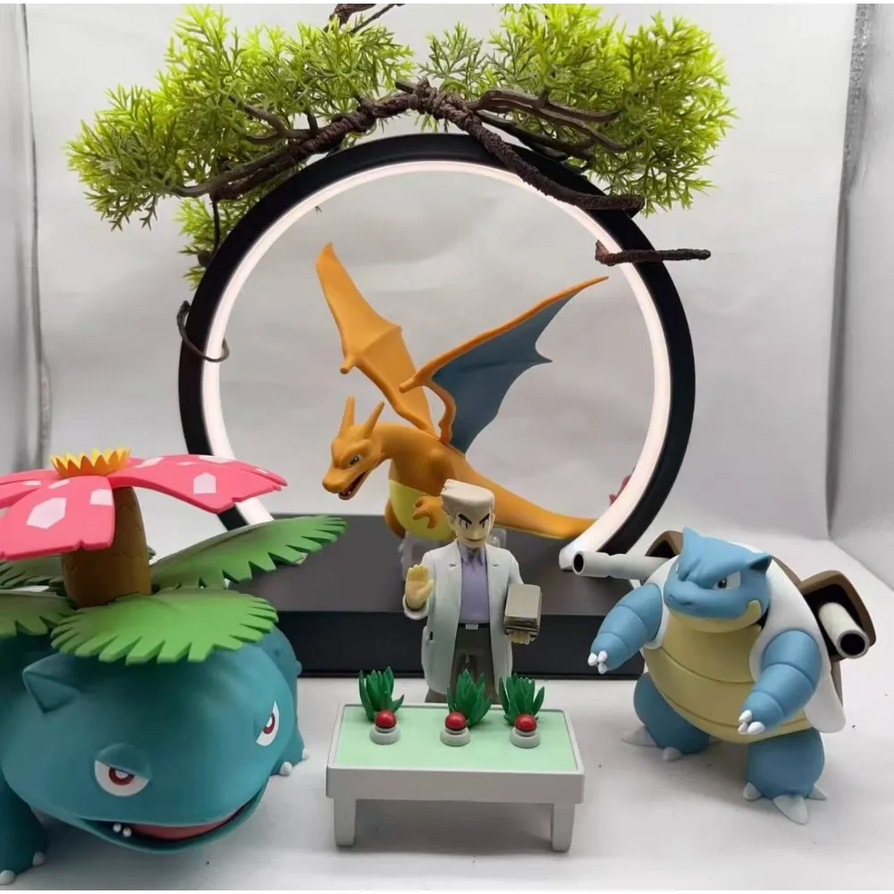 bandai-candy-pokemon-scale-world-kanto-region-professor-oak-charizard-blastoise-venusaur-anime-figure-model-toys-gifts