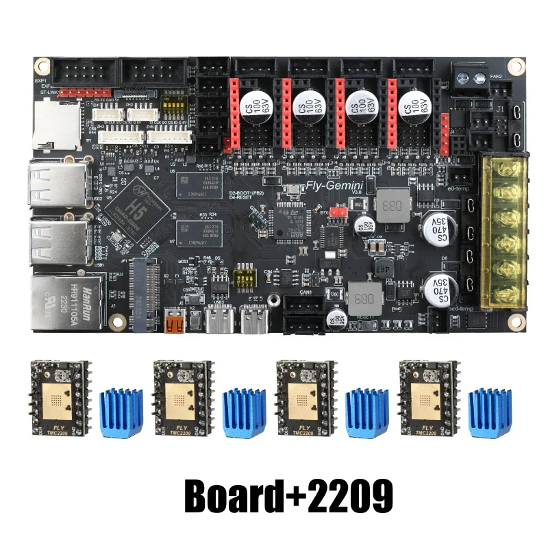 Imagem -03 - Fly-gemini v3 Board Dual Chips Klipper Reprap Marlin para Tmc2209 Ender Voron Delta Tiny-m Peças de Impressora 3d 64bit