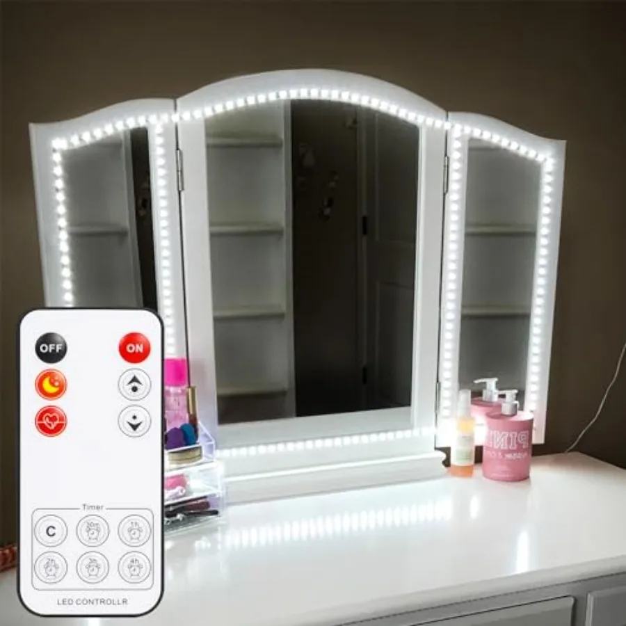 Led Vanity Mirror Lights Kit, 13ft/4M 240 LEDs Make-up Vanity Mirror Light for Vanity Makeup Table Set with Dimmer and Power Su