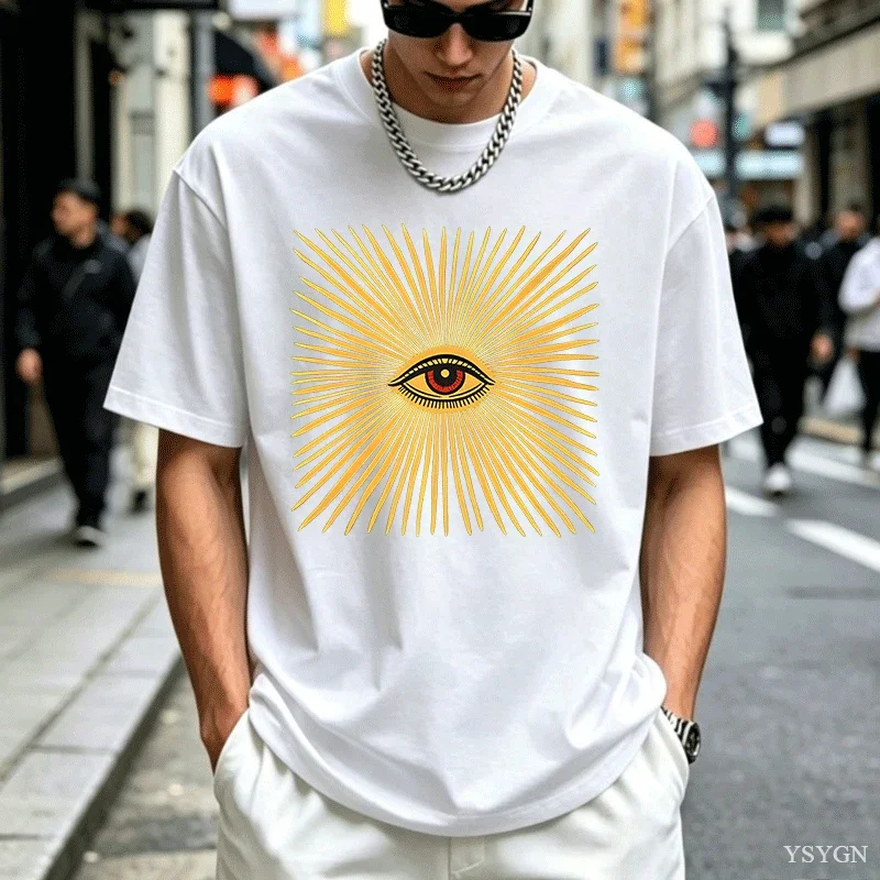 Boho Witchy T-Shirt Women All Seeing Eye T Shirt Womens Mens Short Sleeve Round Neck Printed T-shirt Crewneck Streetwear Tops