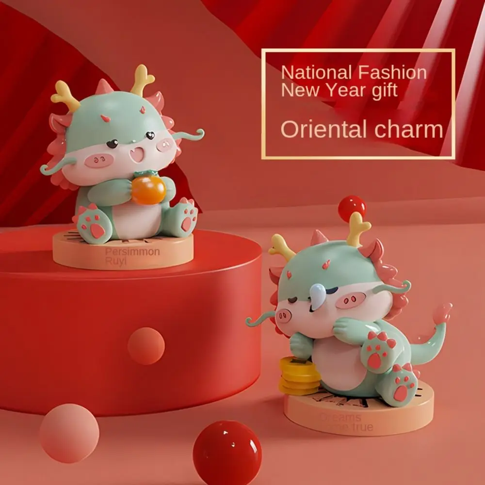 Cartoon Dragon Ornament creativo Silicone figurina di drago di buon auspicio piccolo regalo cinese della statua del drago del Festival di primavera