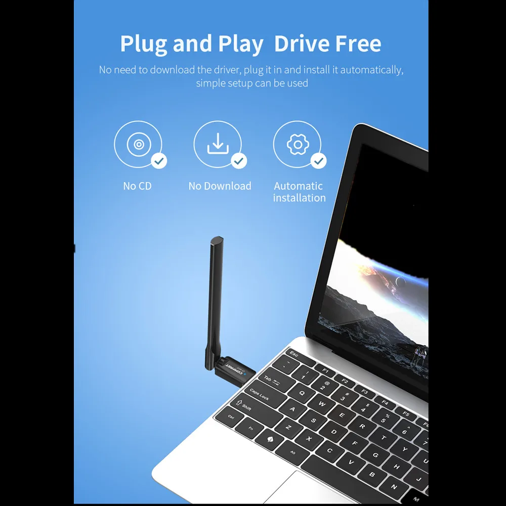 Wifi 6 Adapter 600Mbps usb wifi adapter with extral 3dBi antenna Wi-fi transmiter 5Ghz free driver WPA3 Wireless Network Card