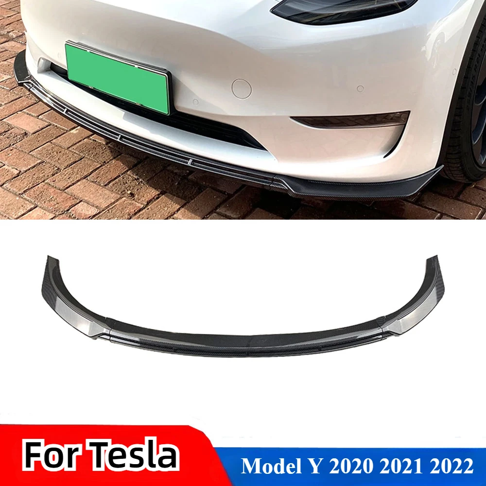 

Передний спойлер для бампера Tesla Model Y 2020 2021 2022, сплиттер для губ, Защитная панель, высококачественный АБС глянцевый черный углеродное волокно