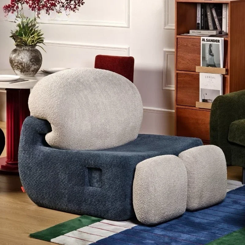 Vintage niche creative designer special-shaped module combination pebble lazy casual fabric building block sofa
