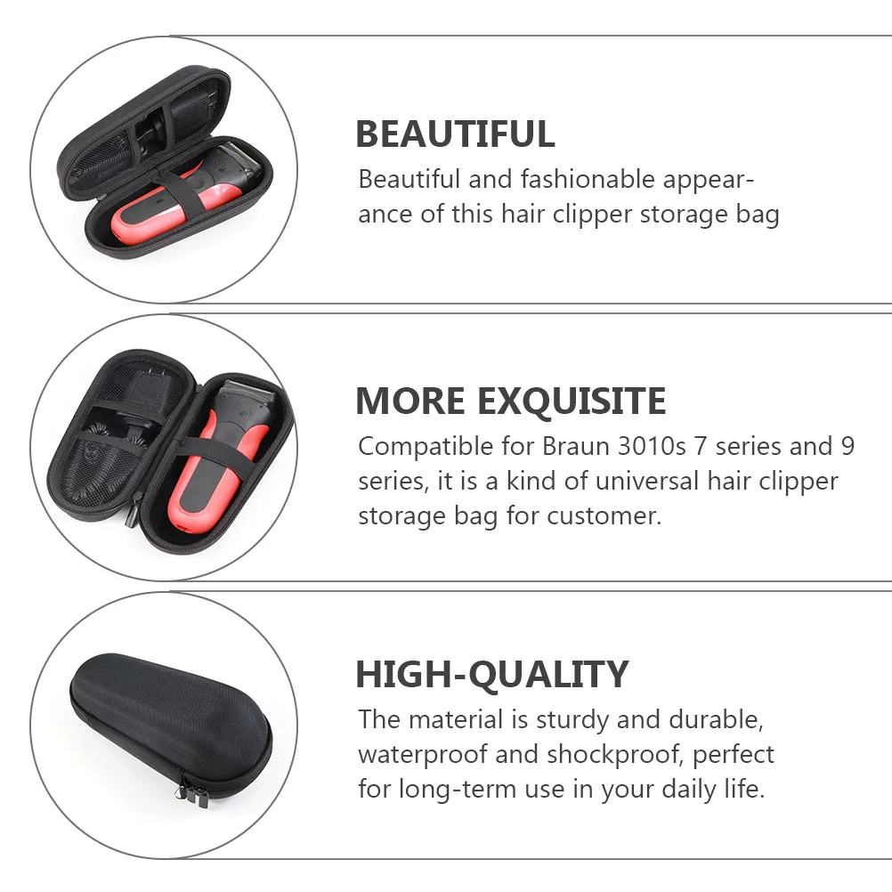 Handbag Organizer Storage Men Travel Hair Clipper Shaver Carrying Case Black for