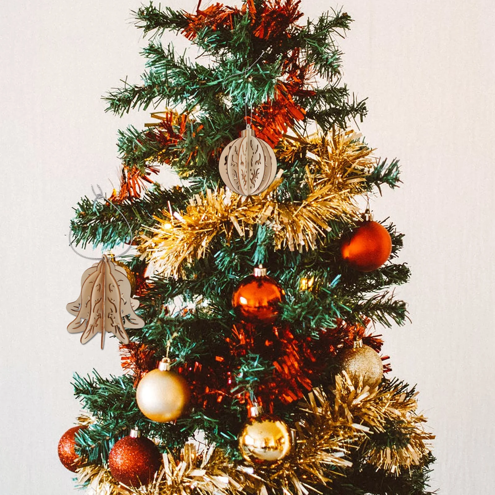 

5Pcs Christmas Wooden Ornaments Unfinished DIY Craft Wood Slices Hanging Decorations Xmas Tree Pendant Festive Holiday Decor