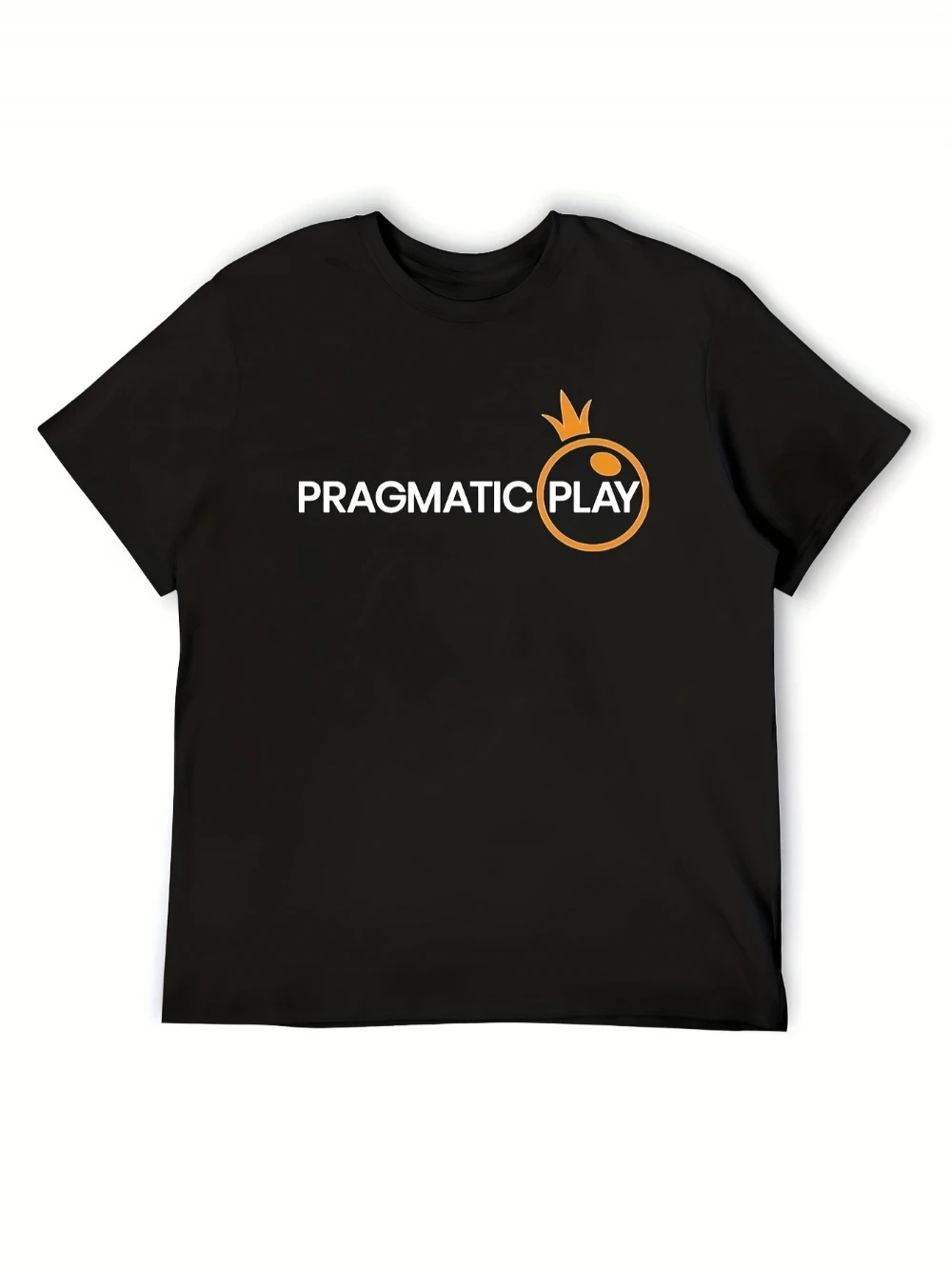 Men's Pragmatic Play Logo T-Shirt, Short-Sleeve Crew Neck Casual Shirt with Logo Dice and Text Design graphic t shirts