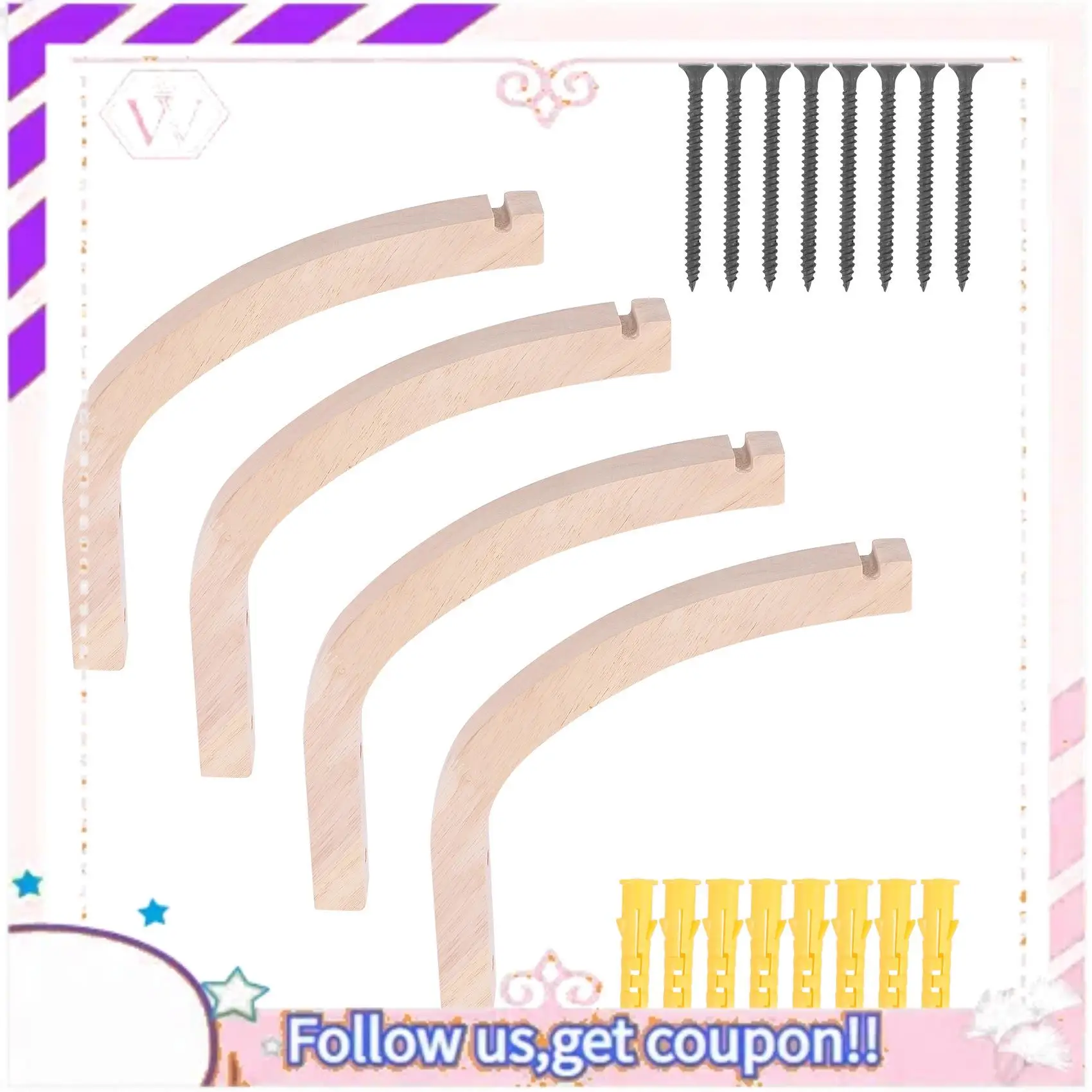 

Y74A-Plant Hanger, Wall Planters For Indoor Plants, Wooden Wall Mounted Hanging Plant Hooks, Basket Hooks For Lanterns, 4Pcs