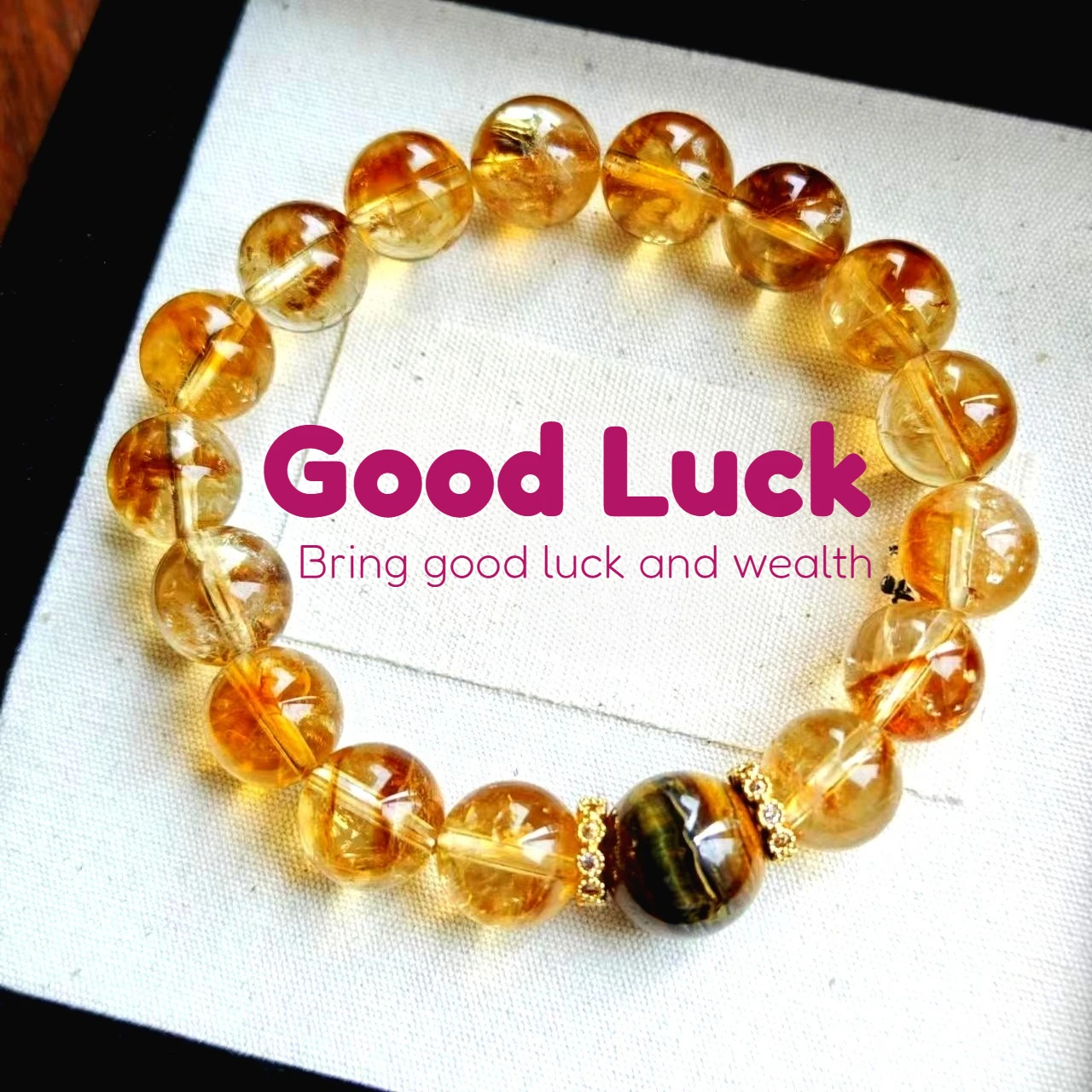 

Natural Yellow Crystal Bracelet Original Design Women's Double-flower Hand String Bring Good Luck and Wealth Buddha Beads Rosary