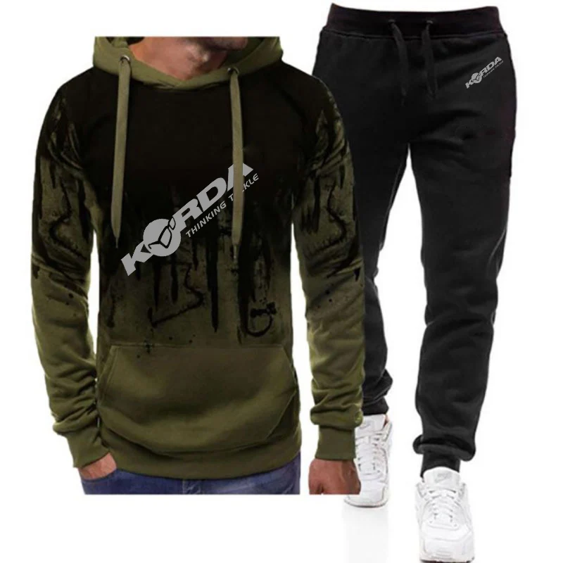 Korda Inspired Tribute Men's New Casual Comfortable Pullover Hoodies +Pant Comfortable Gradient Color Two Pieces Suit