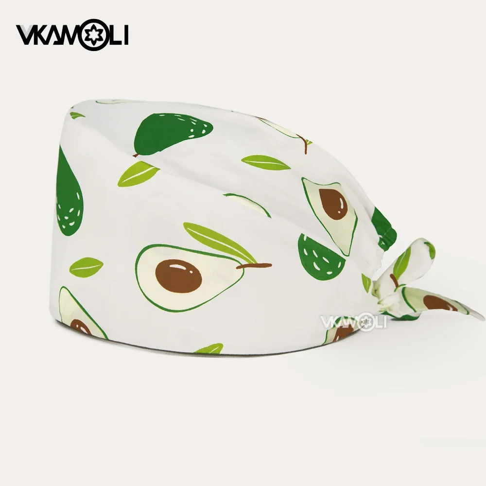 avocado graphic Printing Adjustable Scrub Nurse Hat Sanitary Cap Sweatband Nursing Caps Scrub Cap nurses hat medical uniforms