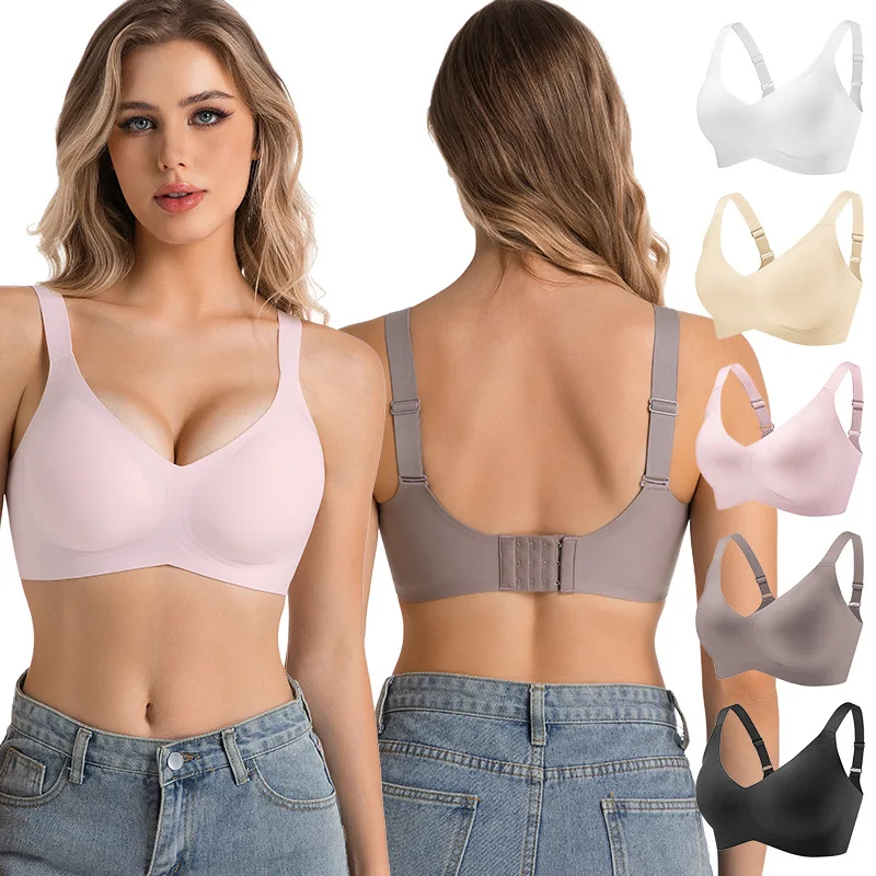 

Бесшовный бюстгальтер S-3XL с глубоким вырезом V для женщин, мягкий, без косточек, удобный для спорта и йоги