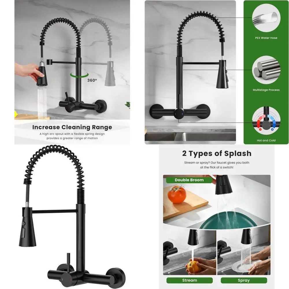 

8-дюймовый кухонный смеситель для настенного монтажа с одной ручкой и выдвижным распылителем