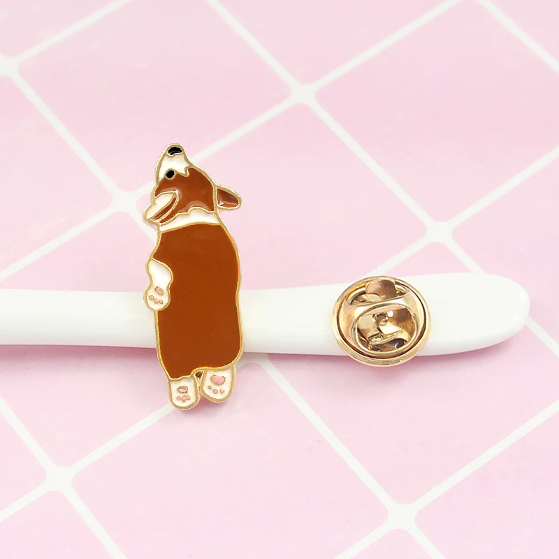 Cute Corgi Enamel Pins Dog Sleep Brooches Alloy Animals Bag Jeans Shirt Badges Jewelry Gifts for Friends Kids