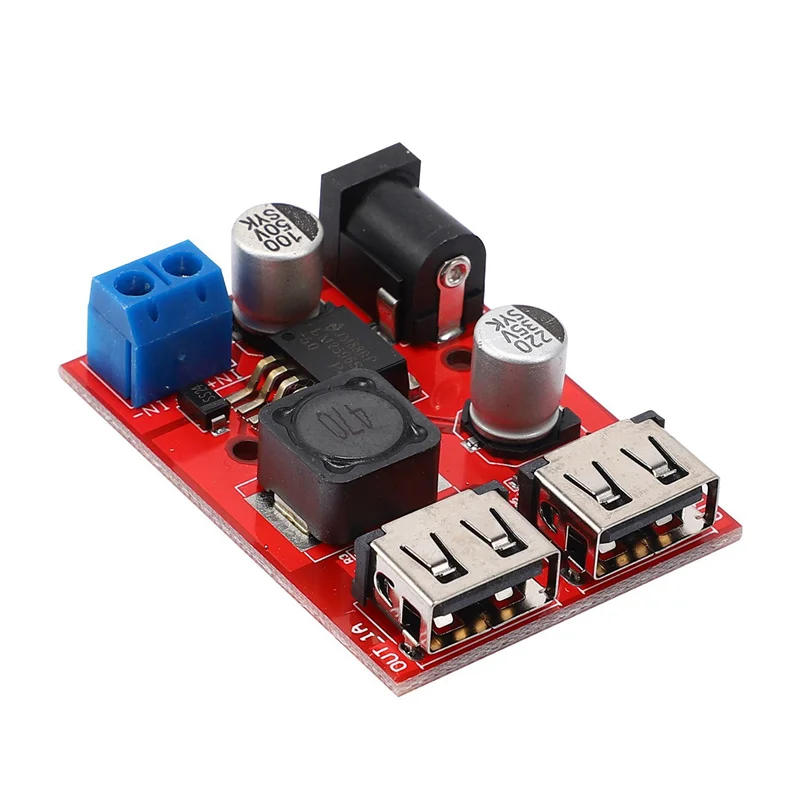 2X LM2596S Dual USB DC-DC 9V 12V 24V 36V To 5V 3A Step Down Buck Converter Board Charger Solar Power Supply Module