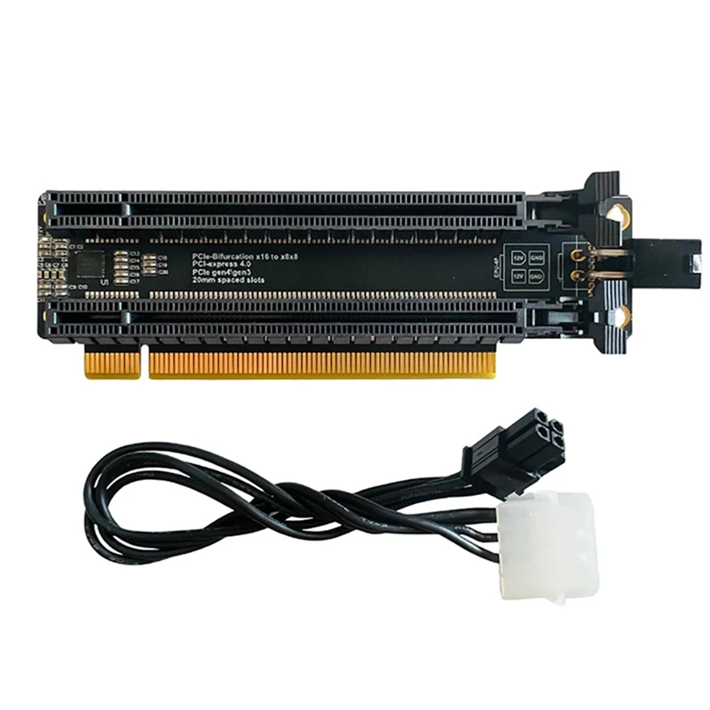 PCI-E 4.0 X16 1 To 2 Expansion Card Gen4 Split Card Pcie-Bifurcation X16 To X8X8 With 20Mm Spaced Slots CPU4P(4 Pin)