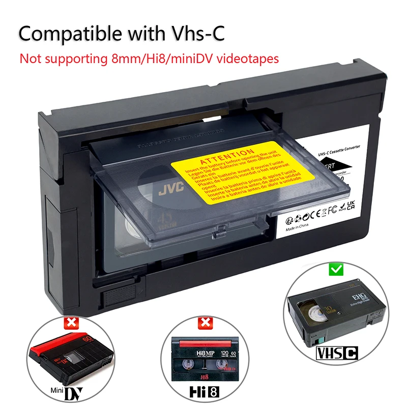 For VHS-C Cassette Adapter for JVC for RCA for VHS-C SVHS VHS Cassette Adapter Not for 8mm/MiniDV/Hi8 1pc