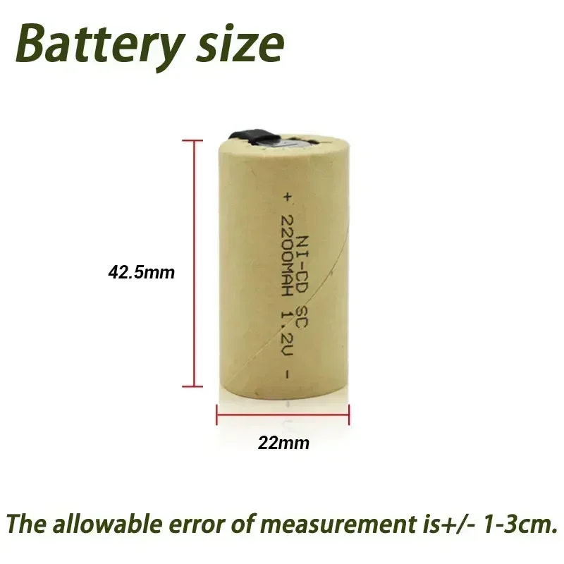 2-20pcs Screwdriver Electric Drill SC Batteries 1.2V 2200mah SubC Ni-Cd Rechargeable Battey with Tab Power Tool NiCd SUBC Cells