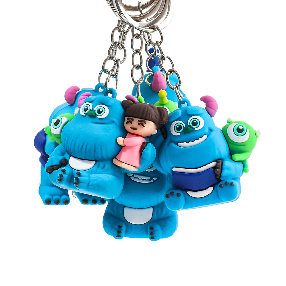 5PCS Cute Cartoon Disney Monsters University Mike James Keychain Car Bag Pendant Keyring Gift for Kids Friends Accessories Whole