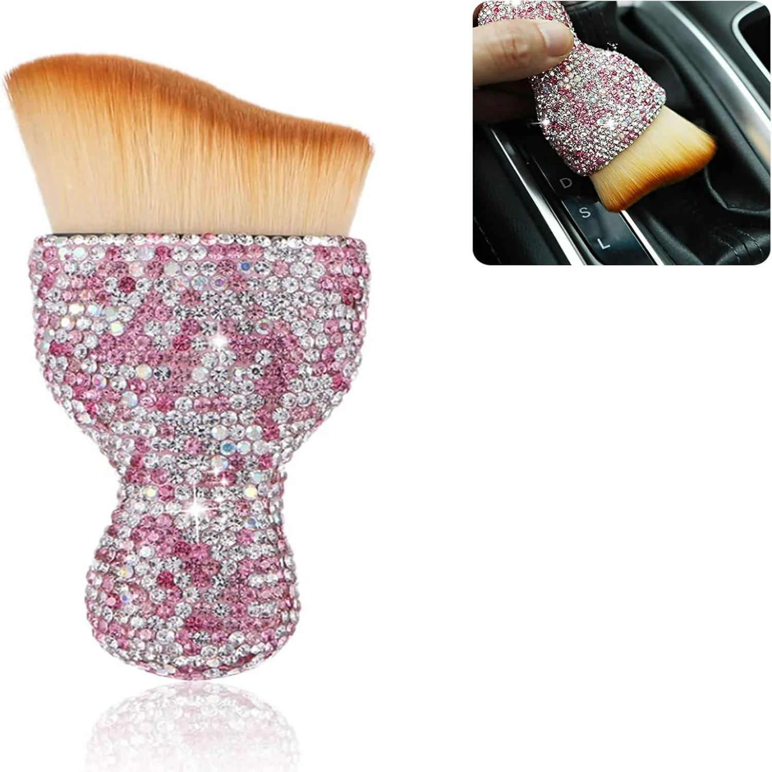 1 PC Bling Car Interior Dust Brush, Rhinestones  Scratch Free Detailing Brush, Soft Car Interior Cleaning Brush Accessories for 