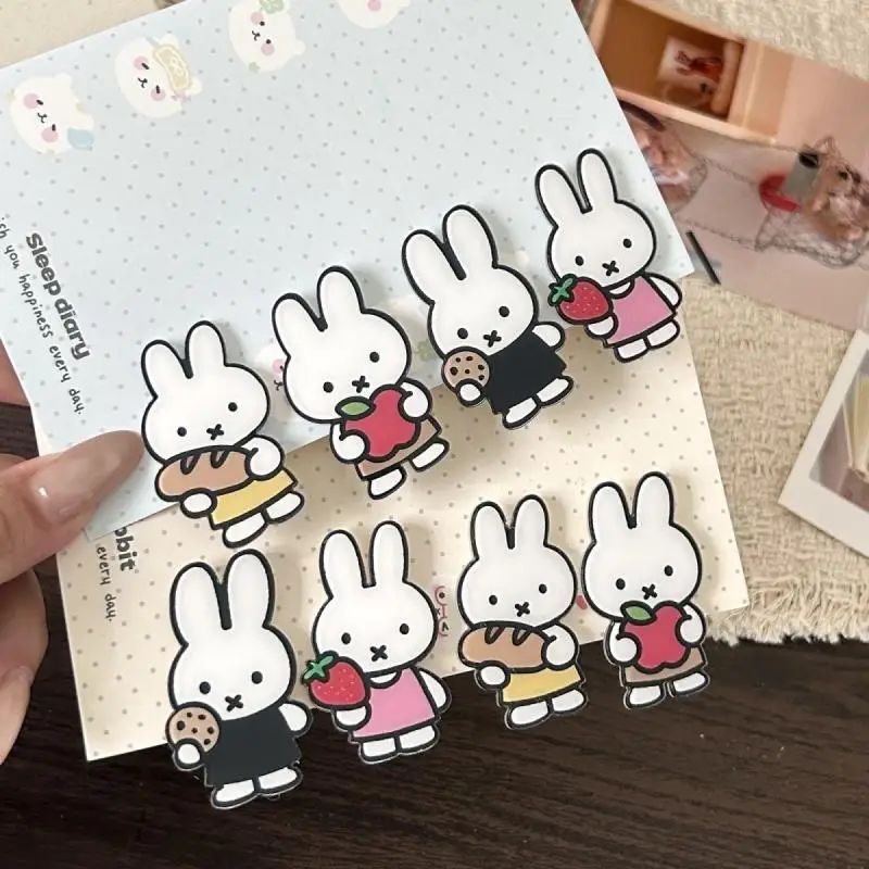 New 4Pcs Miffy Duckbill Clip Cartoon Fruit Rabbit Bangs Hairpin Student Sweet Headwear Anime Peripheral Festival Decoration Gift