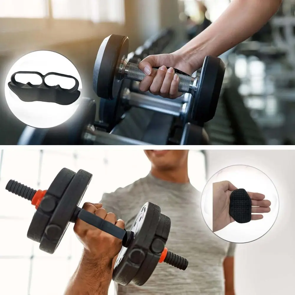 

1 Pair Double Hole Fitness Palm Power Pad Thicken Ergonomic Grip Strength Trainer Anti-friction with Sorage Bag