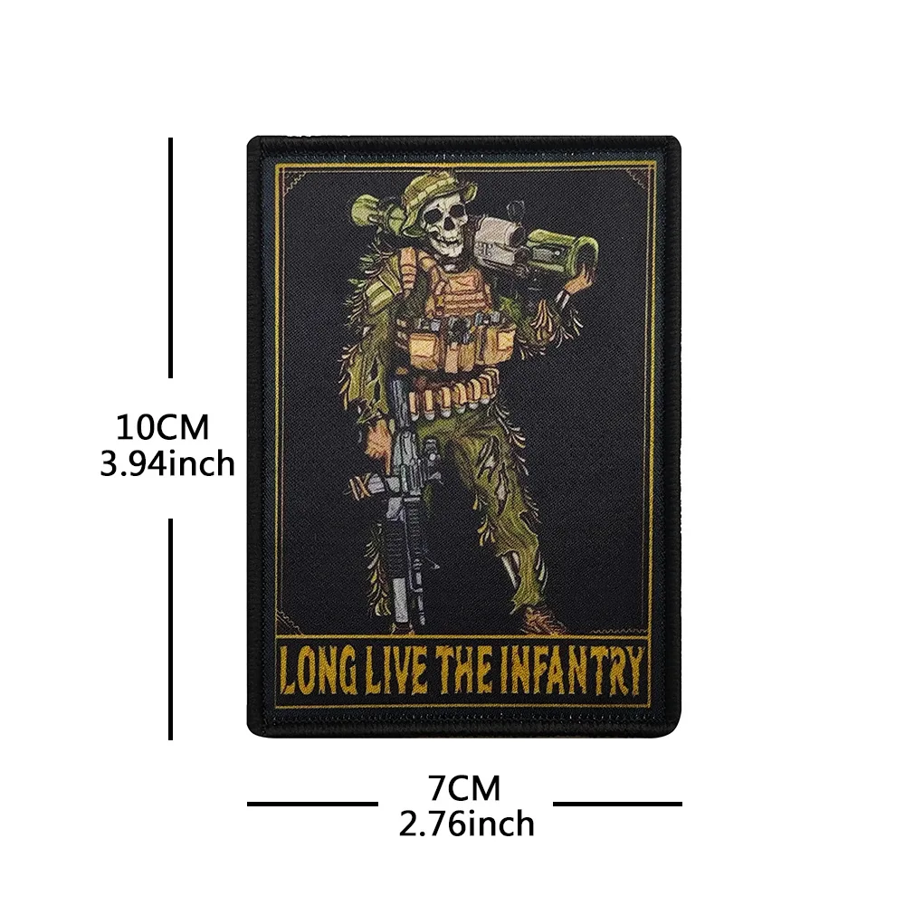 Long Live The Infantry Skeleton Skull Printing Patch Armband Hook Loop Tactical Badge Emblem For Backpack Vest Helmet Uniform