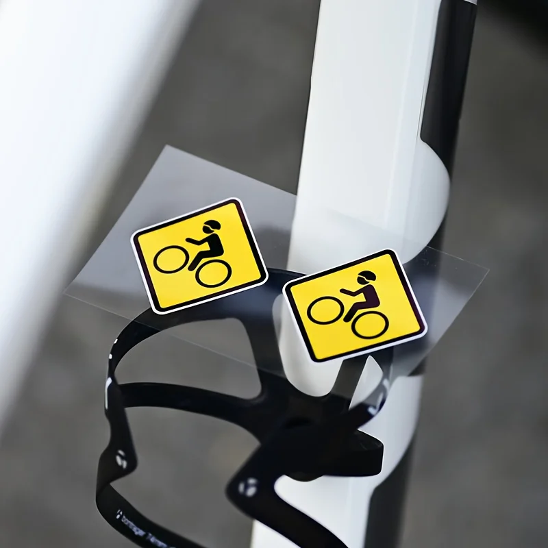 

1set Yellow Diamond Bicycle Warning Vinyl Sticker Set, Waterproof Decals for Bike & Car