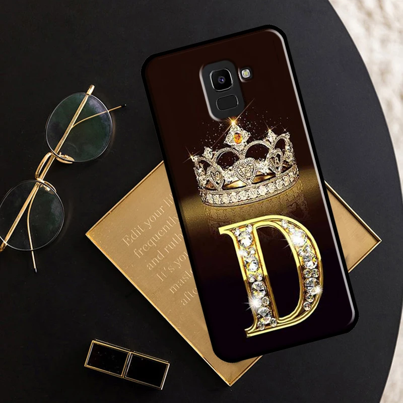 Letter Monogram Gold Marble Case For Samsung Galaxy J8 2018 J4 J6 Plus A6 A8 A9 A3 A5 2016 J3 J5 J7 2017 Fundas Bumper