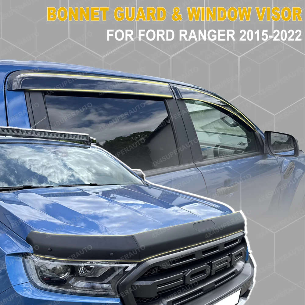 

Комплект защиты капота и дефлектора оконного козырька для Ford Ranger Wildtrak T7 T8 2015-2022 PX MK2 MK3 XL XLT Stone Protector Shield