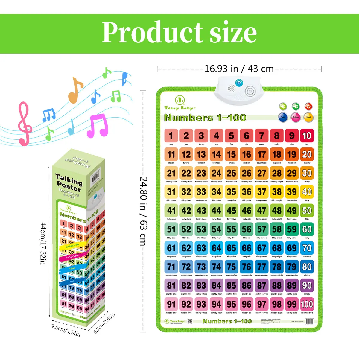 Versão inglesa Baby Calendar Book Key, Sound Letters Numbers Frutas e Animais, uma variedade de estilos para escolher