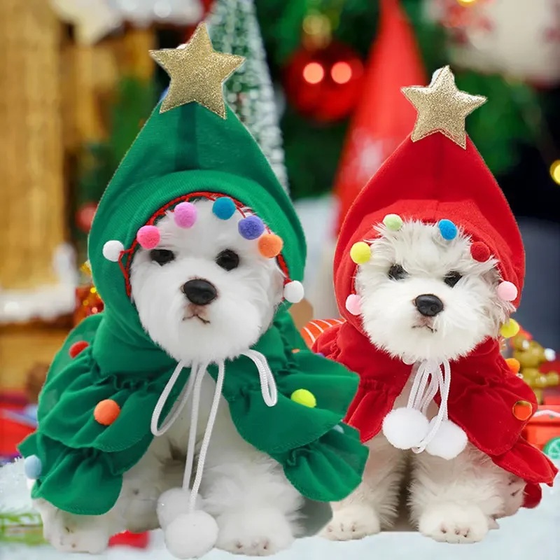 Christmas Pet Clothes Small and Medium-sized Dog Cape Shawl Corgi Method Bucket Christmas Tree Dog Dog Cape Shawl