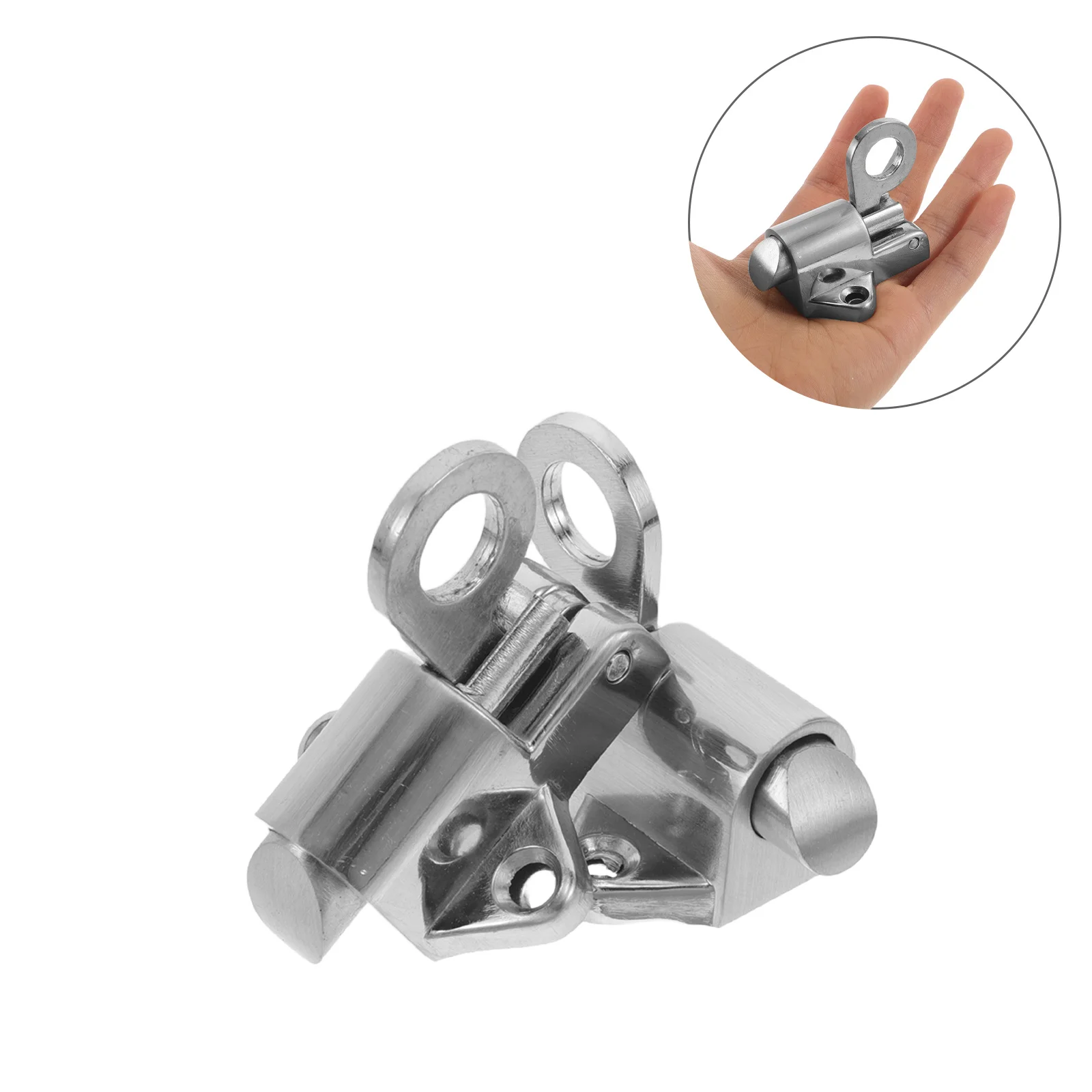 

2Pcs Self-Closing Latch Lock Zinc Alloy Spring Bounce Bolt Pull Ring Automatic Security Spring Door Lock Gate Attic Window