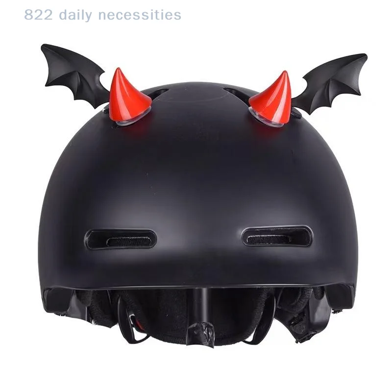 convenientMotorcycle Helmet Decorative Sticker Cute Bow Horn Bat Wing 3D Ornament Easy to Install for Bicycle Skate Helmet
