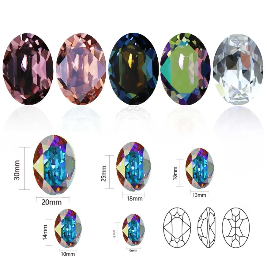 Big Packing Rhinestones Oval Shape Mix Color Fancy Stones, DIY Sewing Garment Supplies, Crystals Ornament Decorations, Diamond