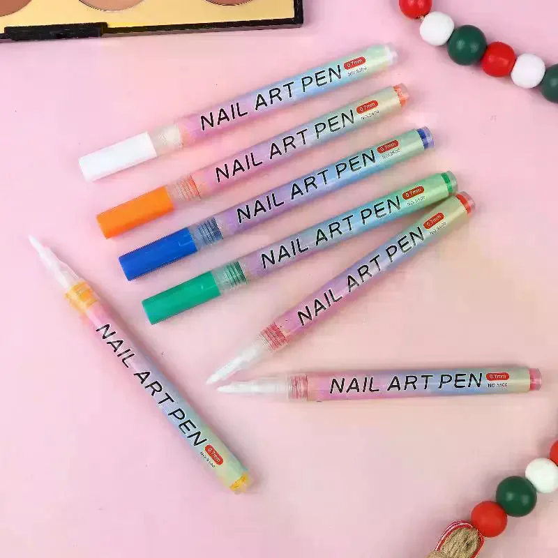 4/12pcs/Set Colourful Nail Art Graffiti Pen Waterproof Diy 3d Nail Art Drawing Pen Abstract Lines Fine Painting Tools