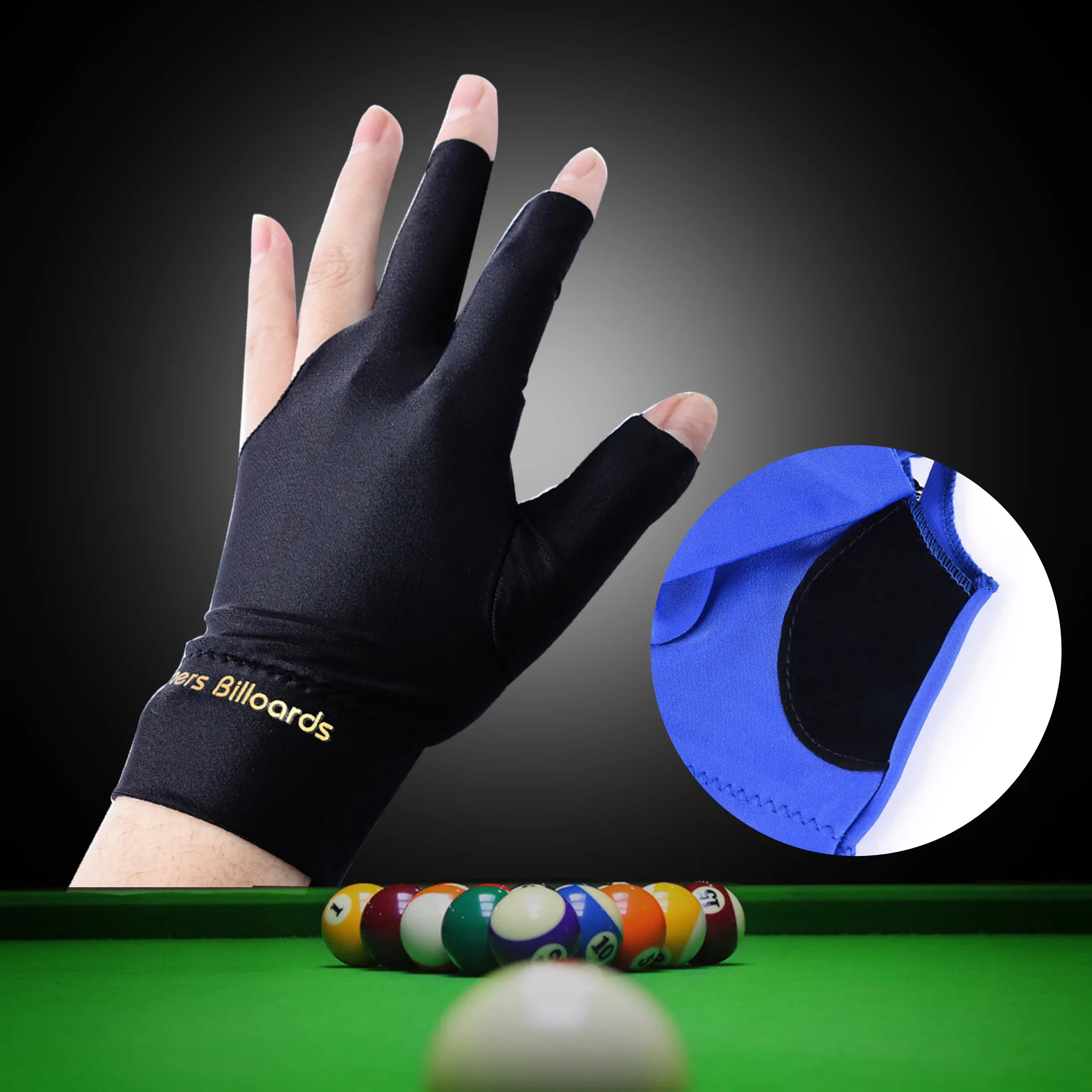 

1piece (not 1 Pair) Snooker Billiard Cue Glove Pool Left Hand Open 3 Finger Non Slip Sticker Elasticity Billiard Training Glove