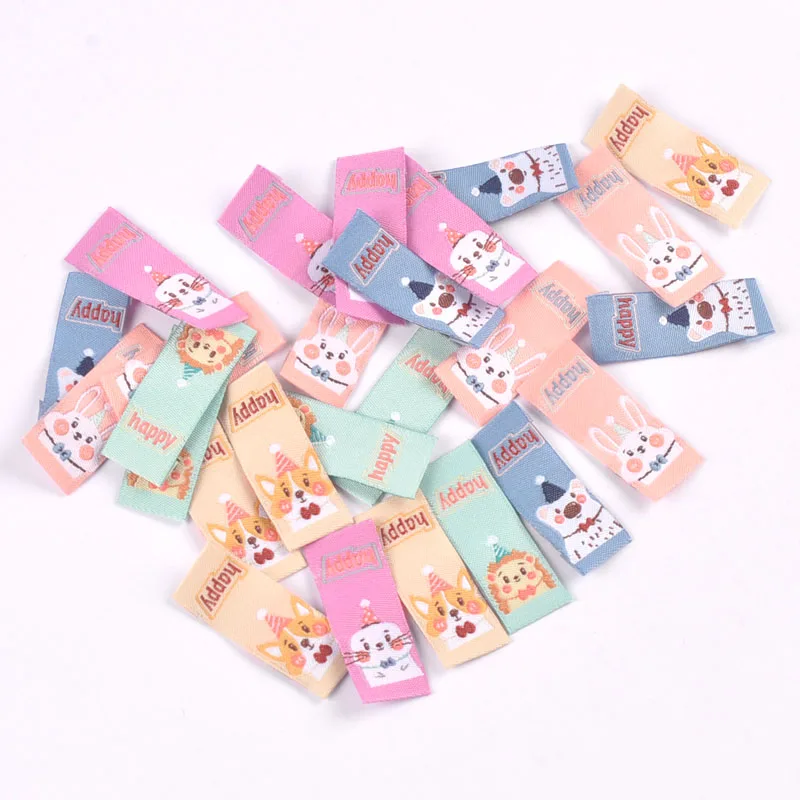 50Pcs Cute Cartoon Animal Embroidery Cloth Labels For Children DIY Garment Crafts Supplies Sewing Accessories Washable Care Tags