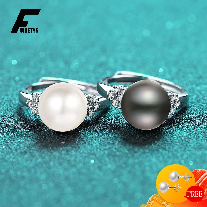 

FUIHETYS Fashion Pearl Zircon Ring 925 Silver Jewelry for Women Wedding Party Engagement Bridal Promise Gift Finger Accessories