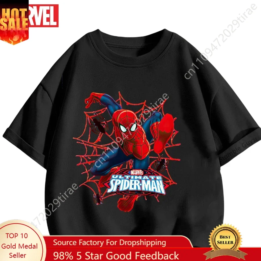 

Marvel Spiderman Clothes Spider-Man Logo T-Shirt Summer Marvel Breathable Tops Cosplay