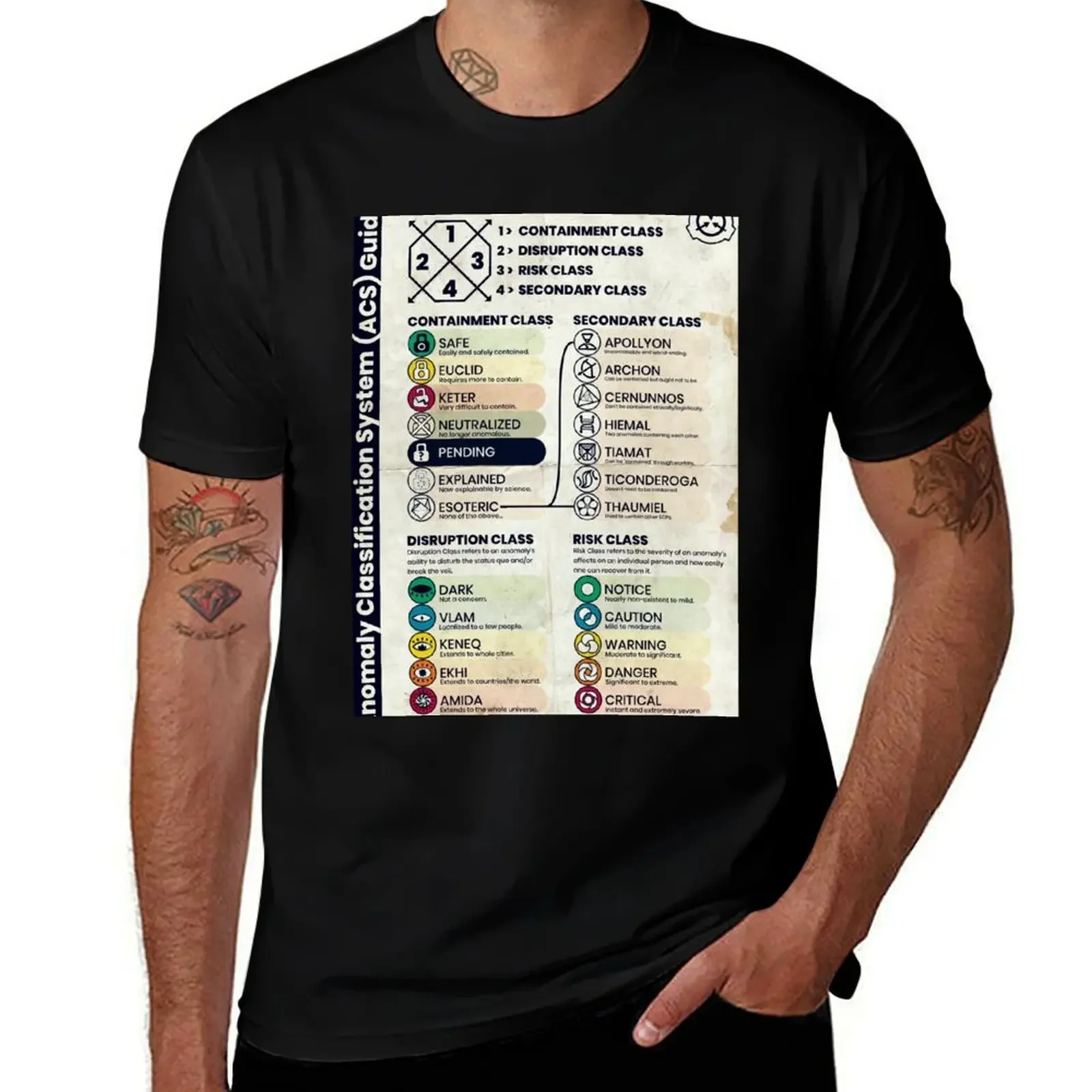 SCP Anomaly Classification System Poster (Aged Version) T-Shirt designer shirts anime men workout shirt