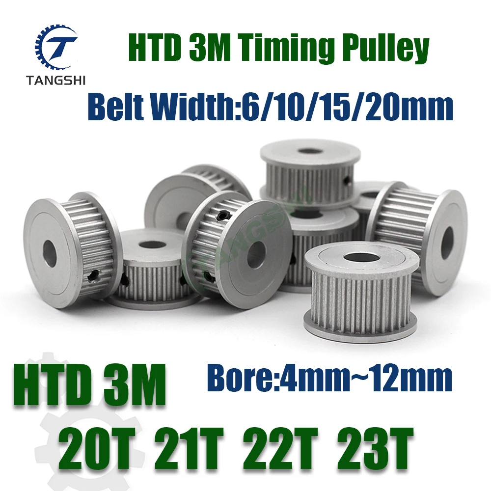 HTD 3M 20 21 22 23Teeth Timing Pulley Bore 4mm~12mm For Belt Width 6/10/15/20mm HTD 3M 20T 21T 22T 23T Synchronous Timing Pulley